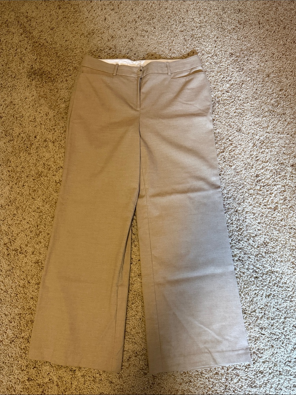LOFT Beige Wide-Leg Dress Pants